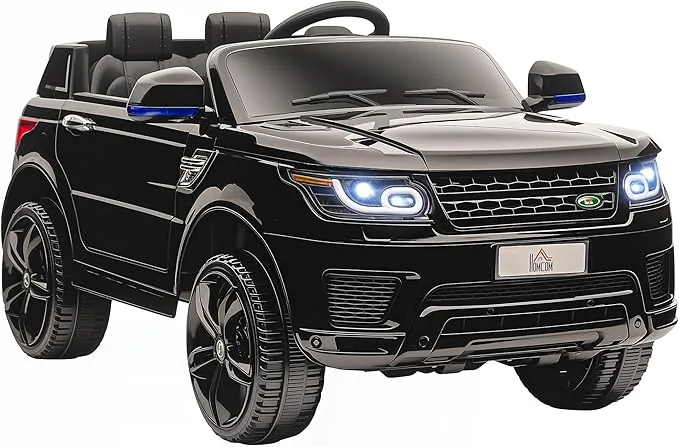 HOMCOM Coche Eléctrico SUV para Niños de 3-6 Años Coche de Batería 12V con 2 Motores Mando a Distancia Faros Bocina Música USB y Apertura de Puerta 3-5 km/h 110x68x52 cm Negro