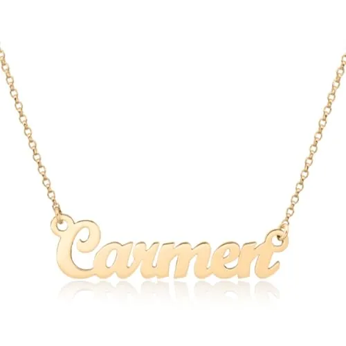 Collar Personalizable con Nombre en Plata de Ley 925 para Mujer. Detalle precioso personalizado para regalo de Navidad, Día de la Madre, Cumpleaños. Hecho en España. (Collar Clásico Oro)