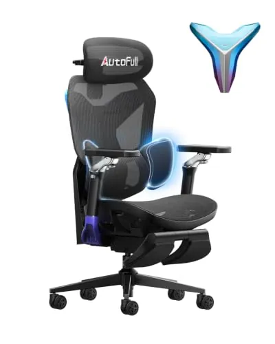 AutoFull G7 Silla Gaming con Soporte Lumbar 3 Zonas y Malla Transpirable | Soporte lumbar de 3 zonas, reposabrazos 720°, reclinación 140°, reposapiés y malla transpirable para tu setup gaming