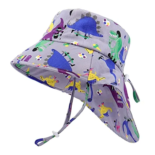 LACOFIA Gorro Proteccion Solar Bebé Sombrero Sol de Algodón Verano Niño Visera Ajustable para Playa/Piscina Morado 2-5 años