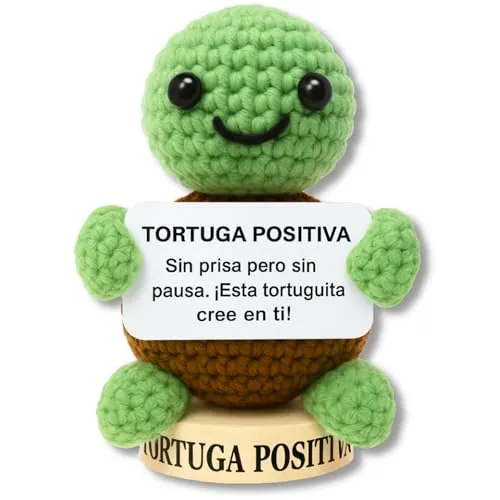 EQUIK PRODUCTS Tortuga Positiva – Regalo Original y Divertido para Mujer, Novia, Amiga o Compañera de Trabajo | Peluche Motivacional de Ganchillo | Regalos Opositores, para Oficina o Universidad
