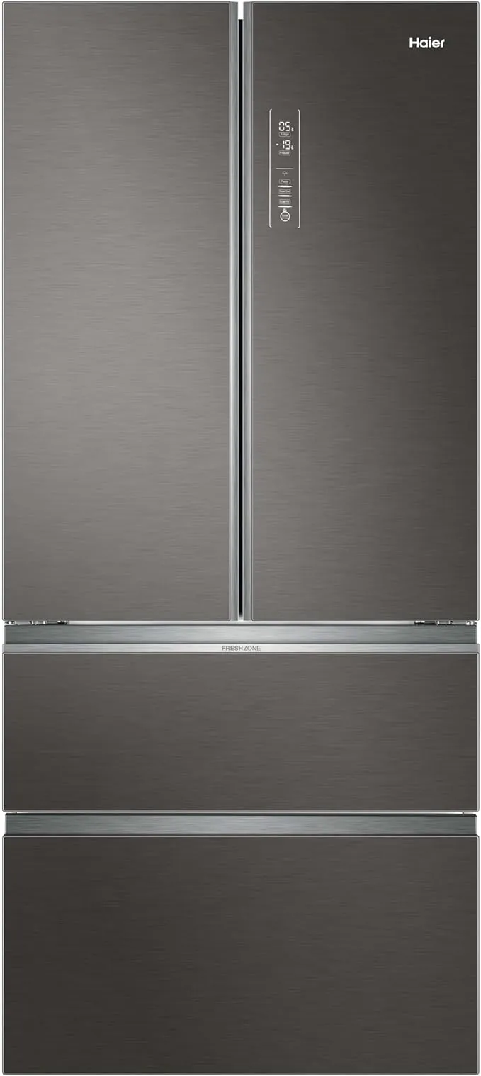 Haier FD 83 Series 7 HB18FGSAAA - Frigorífico, Puerta Francesa, Tecnología Antibacterias, Motor Inverter, My Zone, Humidity Zone, Ancho 83cm, Capacidad XXL, Total No Frost, Cristal Inox