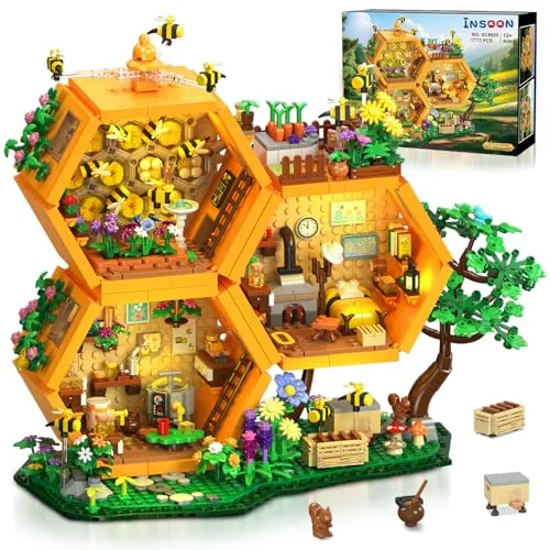 INSOON Set de Construcción Casa Granja de Abejas con Luz para Adultos