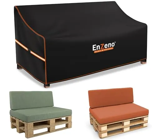Enzeno Funda para Sofá de Jardín, 138 x 99 x 80/40 cm, para Banco de jardín, 2 plazas, Funda de sofá , Cubierta Impermeable de Tejido Oxford 420D