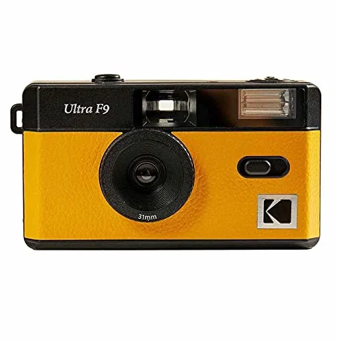 Kodak Ultra F9 - Appareil Photo Argentique Réutilisable 35mm, Objectif Fixe 31mm F/9, Flash Intégré, Chargement Facile, Rembobinage Manuel, Idéal en Intérieur - Jaune