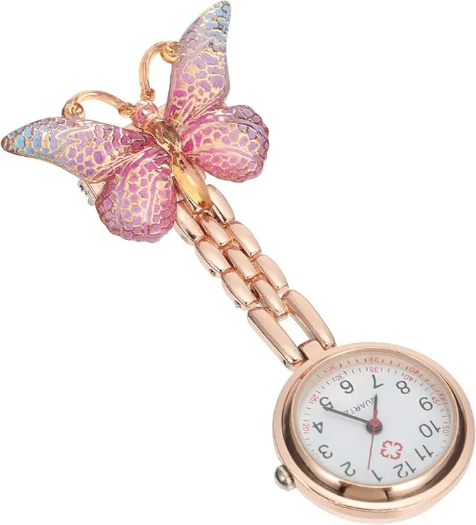 Reloj de Bolsillo de Enfermera Retráctil con Diseño de Alas, Cuarzo, Color 6, para Mujer Profesional en Enfermería, Adecuado para Estudiantes y Uso Médico