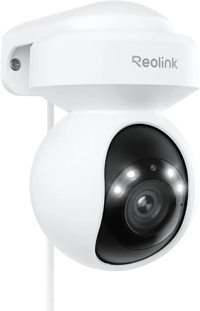 Reolink 5MP PTZ Camara Vigilancia WiFi Exterior con 3X Zoom Óptico, Focos y Visión Nocturna en Color, 2.4/5GHz WiFi Cámara con Detección de Personas/Vehículos, Seguimiento Automático, E1 Outdoor