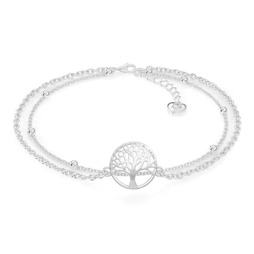 SERASAR Tobillera Life Mujer Plata 925 de ley Esterlina Regalo Joyería para Novia