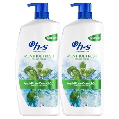 H&S Menthol Fresh Anticaspa Champú 2X1000ml Pump. Actúa Contra La Caspa, El Aceite Y El Picor Desde El Primer Lavado.Hasta 100% Protección Contra La Caspa, Clínicamente Probado Con Efecto Refrescante