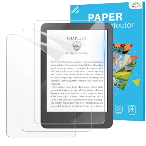 MoKo 2 + 1 Piezas Protector Pantalla para 6" Kindle 11ª Gen 2024/2022 | 2 Antirreflejo + 1 vidrio templado, 9H antiarañazos, HD transparente, película PET mate, para Kobo Clara BW/Colour EBook