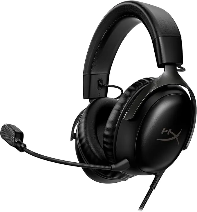 HyperX Cloud III wired Auriculares para Juegos con Cable, PC, PS5, Xbox Series X S, Controladores de 53 mm en ángulo, DTS, micrófono nítido de 10 mm, USB-C USB-A, Negro