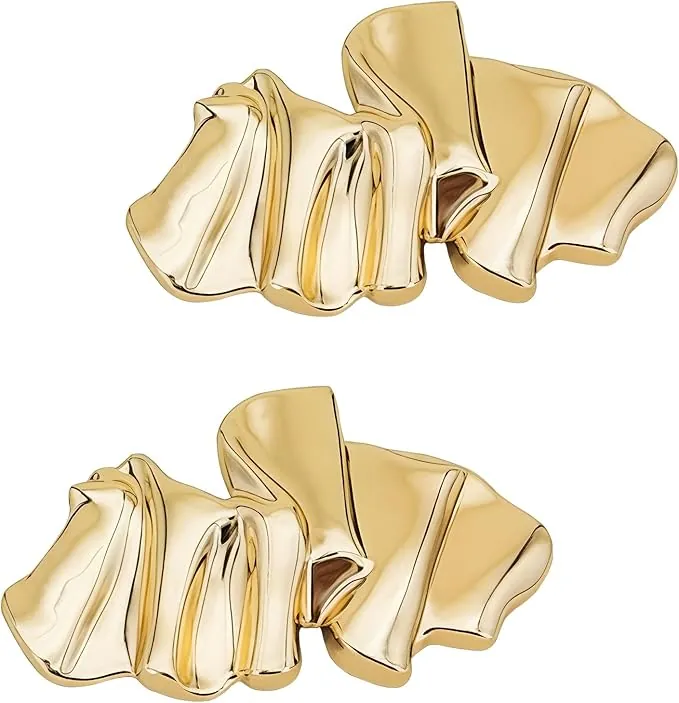 2 broches dorados de metal de forma irregular, alfileres dorados para ropa, exquisitos broches y alfileres decorativos para mujer, accesorios de moda para bodas, trajes y vestidos