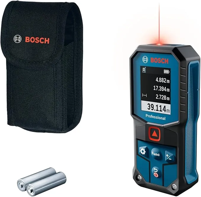 Medidor láser GLM 40-31 de Bosch Professional (IP65, cálculos automáticos de Longitud/área/Volumen, Pantalla a Color con iluminación intensa, Compatible con batería de Iones de Litio)