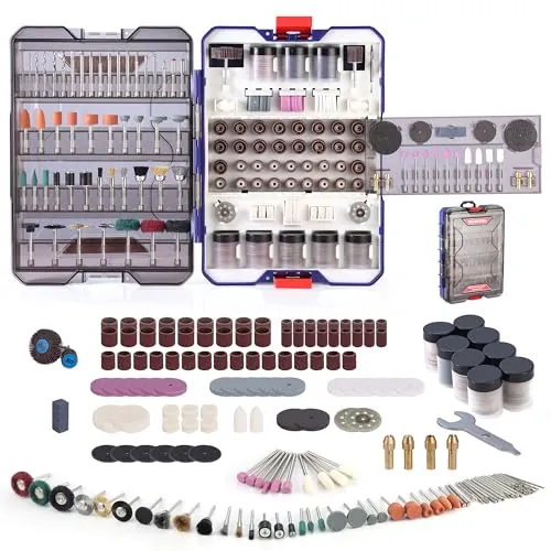 WORKPRO Kit de 698 Accesorios para Herramienta Rotativa | Para Cortar, Lijar, Moler, Tallar, Pulir, Taladrar y Grabar, Compatible con Herramientas Rotativas