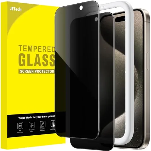 JETech Protector Pantalla Privacidad para iPhone 15 Pro Max, 2 Unidades