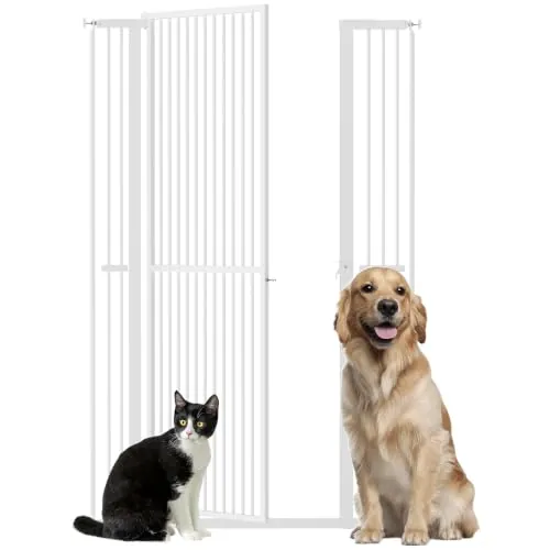 PawHut Barrera de Seguridad para Perros y Gatos Extra Alta 150 cm Blanco