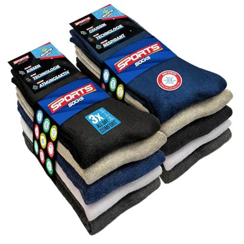 SOXCO 10 Pares Calcetines Hombre Altos Calcetines Deporte Running, paquete de 10 (EU 43-46, Multicolor Sólido)