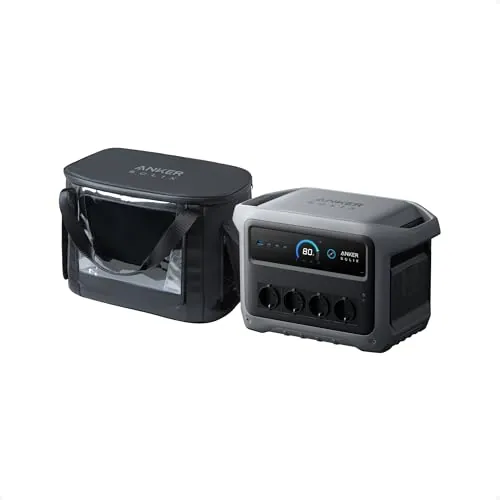 Anker SOLIX C1000 Gen 2 estación de energía portátil con bolsa impermeable, generador solar de 2 000 W (pico de 3 000 W), carga completa en 49 minutos, batería LiFePO4 de 1 024 Wh para respaldo domést