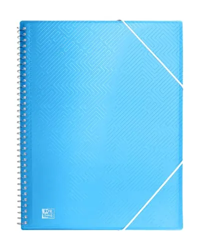 Oxford, Carpeta de Fundas Plástico, Color Azul, 30 Fundas Transparentes, Tamaño A4