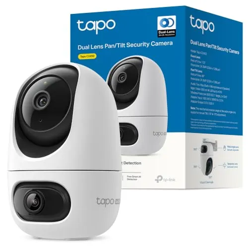 Tapo C245D - Cámara vigilancia WiFi Doble Lente, 2K 3MP 360°, detección IA