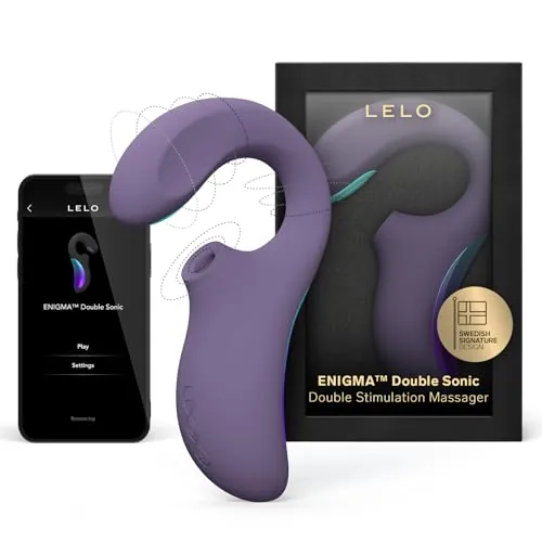 ENIGMA Double Sonic de LELO, Masajeador de Triple Estimulación Femenino con Aplicación por Bluetooth, 8 Modos de Placer y 2 Modos Adicionales (Cyber Purple)