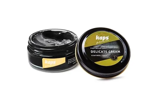 Kaps Crema para El Cuidado del Calzado, Cuidado Intensivo Y Nutritivo del Cuero, Delicate, 70 Colores (118 - negro)