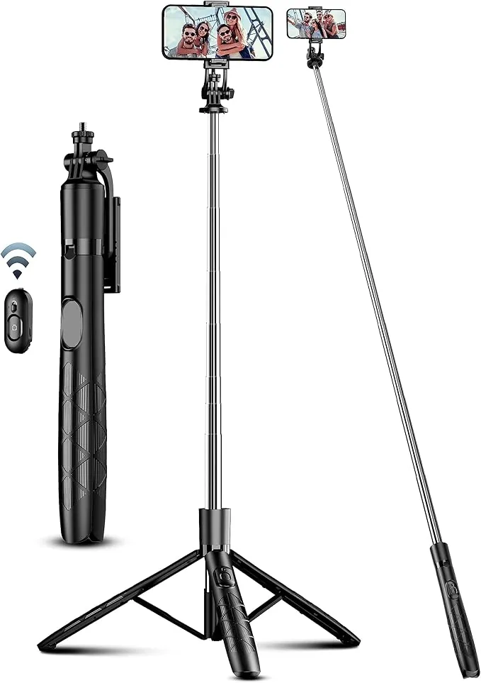 180cm Trípode para Movil, Palo Selfie Tripode con Control Remoto Desmontable para Teléfono Móvil, Soporte de Trípode de Teléfono Compatible con iPhone/Samsung/GoPro/Cámara