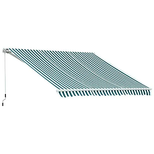 Outsunny Toldo Manual Retráctil 300x250 cm, Toldo Exterior Terraza con Ángulo Ajustable, Brazo Articulado, Montaje a Pared, Estructura de Aluminio, Anti-UV e Impermeable, para Jardín, Verde