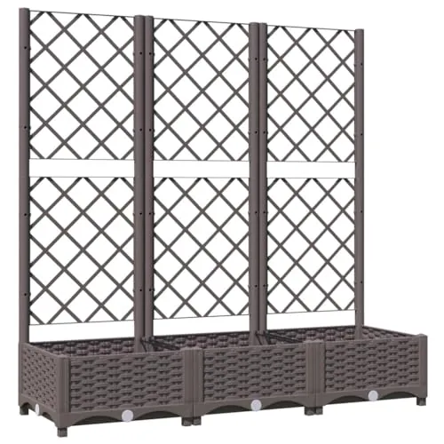 vidaXL Jardinera de jardín con Enrejado marrón 120x40x121,5 cm PP