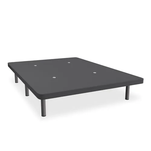 amuéblate Online - Base Tapizada 3D con Estructura Extra Resistente y Barras Transversales de Refuerzo, Gran Estabilidad, 6 Patas metálicas roscadas de 25cm, 135 x 190, Gris Oscuro
