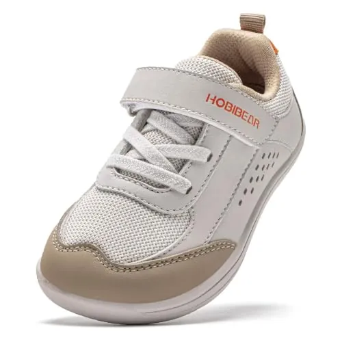 HOBIBEAR Zapatillas Anchas Infantiles Descalzas Transpirables Ligeras para Niños y Niñas Zapatos de Deporte Preescolar(Marrón,EU 26)