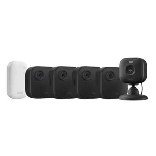 Blink Outdoor 4 Cámaras + Blink Mini 2K+ Cámara (Negro), Sync Module Core incluido