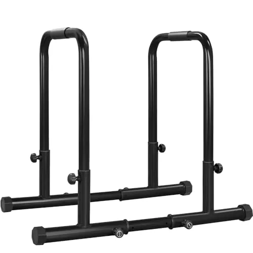 Yaheetech Barras Paralelas Paralelas Calistenia en Casa Altura Ajustables | Altura y Ancho Ajustables 79-90cm, Carga 227 KG, para Barra Dominadas para Gimnasio Fitness,Color Negro