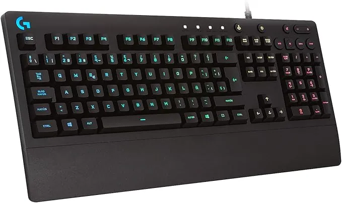 Logitech G G213 Prodigy Teclado Gaming, RGB LIGHTSYNC, Teclas retroiluminadas, Resistente a Salpicaduras, Teclas Personalizables, Controles Multimedia Dedicados, Disposición QWERTY ES - Negro