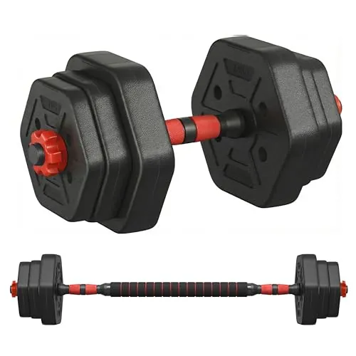 SONGMICS Mancuernas Ajustables 10 kg, Dumbbell Set 3 en 1 con Barra