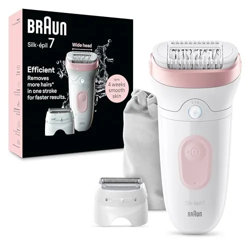 Braun Silk·épil 7 Depiladora Eléctrica Mujer, 7-030, Blanco/Flamenco