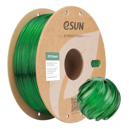 eSUN Filamento PETG 1.75 mm 1KG para Impresora 3D Alta Dureza PETG Verde | PETG Basic Carrete de 1KG (2.2 LBS) Filamento de Impresión 3D para Impresoras 3D