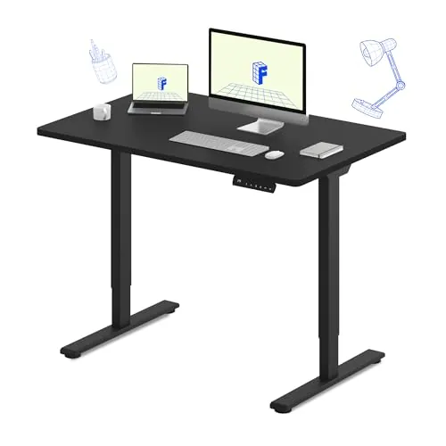 FLEXISPOT Escritorio Elevable Eléctrico 120X60cm con Tablero Entero con 2 Motor, Standing Desk, Mesa Elevable Escritorio de Elevable con 4 Opciones de Memoria Inteligente para Oficina y Hogar(Negro)