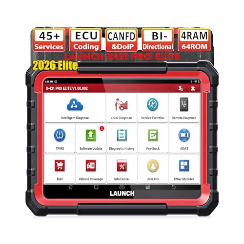 LAUNCH X431 Pro Elite obd2 Diagnosis Coche multimarca, Bidireccional Maquina Diagnosis Coche, Codificación ECU Online,Sistema Completo Diagnosis 45+ Reajuste,CANFD DOIP,FCA, 2 Años de Actualización