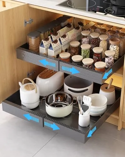 UMDONX 2 Paquete Organizador Armario Cocina Cajones Extraibles Adhesivos