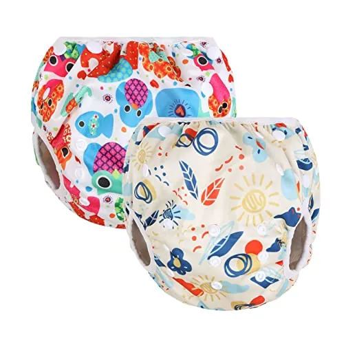 Vicloon Pañales para Nadar para Bebés,2PCS Pañales para Bebés Lavables,Pañales para Nadar para Bebés Reutilizables,Pantalones de Entrenamiento para Pañales para Bebés