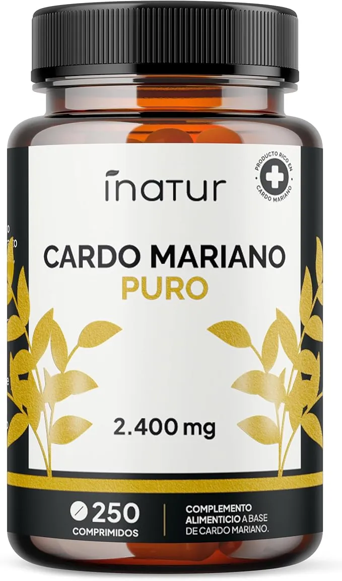 Cardo Mariano 2.400mg - 250 Comprimidos | 80% Silimarina de Extracto 40:1 | Detox Hepático Natural | +8 Meses de Suministro | Apto para Veganos | Sin OGM y Sin Gluten