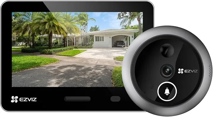 EZVIZ EP4 Mirilla Digital WiFi 4K para Puerta,Pantalla Táctil a Color de 5,5",Videotimbre Inalámbrico,Reconocimiento Facial IA,7100 mAh,Detección PIR,Audio Bidireccional,Privacidad Protegida,Plateada