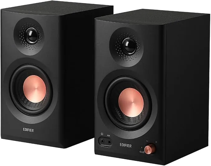Edifier MR3 Studio Monitor Altavoces, Bluetooth V5.4 Altavoces de estantería Activos, Hi-Res Audio 2.0 Altavoz de computadora con Entrada TRS RCA AUX，para Multimedia y Juegos - Negro