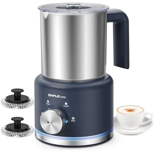 SIMPLETASTE Espumador de Leche Eléctrico 4 en 1 con Jarra Desmontable