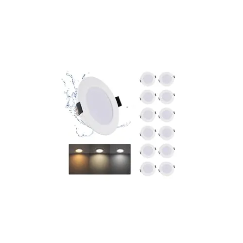 Pack 12 Focos LED Interior Techo 5W 3 Tonos de luz 450lm Agujero Ø75-90mm