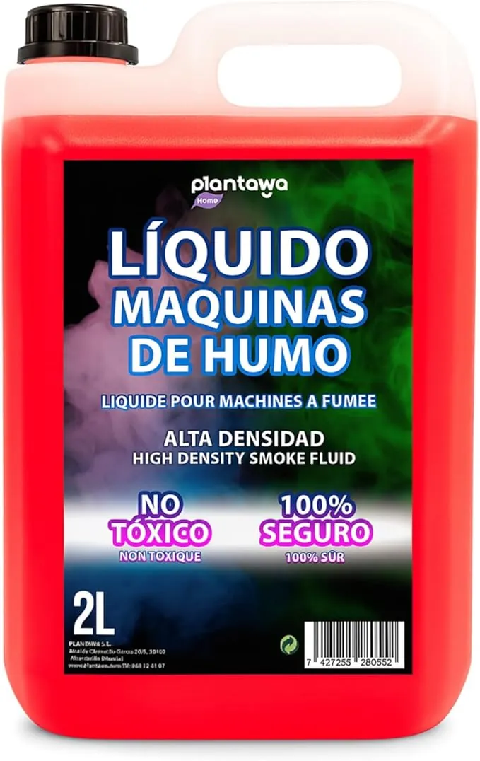 Plantawa Líquido Maquina de Humo Natural 2 litros | Líquido Máquina Humo Alta Densidad y Larga Duración, Seguro para Respiración, Sin Quimicos Peligrosos, Cruelty Free, Discotecas, Fiestas, Eventos