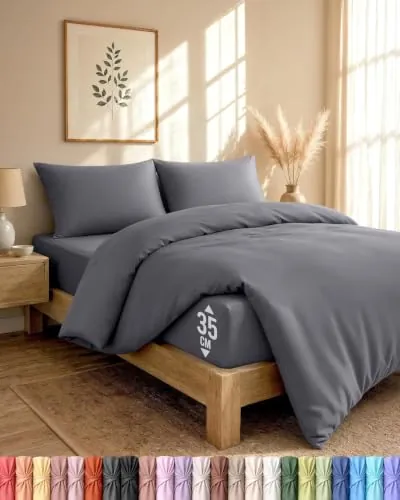 Utopia Bedding 4 Piezas Juego de Cama - Cama 150 (Gris) | Funda nordica 220x230cm, Sabana Bajera 150x200 cm y Fundas Almohada 50x75cm, Microfibra cepillada Suave