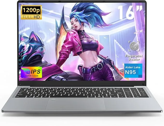 FUNYET Ordenador Portátil de 16 Pulgadas,2026 Laptop PC Win 11 Pro，8 GB de RAM, SSD de 256 GB,procesador N95,batería de 6000 mAh,IPS FHD 1920 * 1200，Teclado retroiluminado