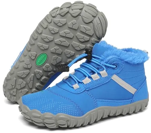 SAGUARO Barefoot Botas de Invierno Niño Niña Botas de Nieve Cómodas Lígeras Botines Niños Antideslizante Zapatos de Invierno con Forrados Caliente, Will Ⅰ, Azul Cobalto, 33 EU